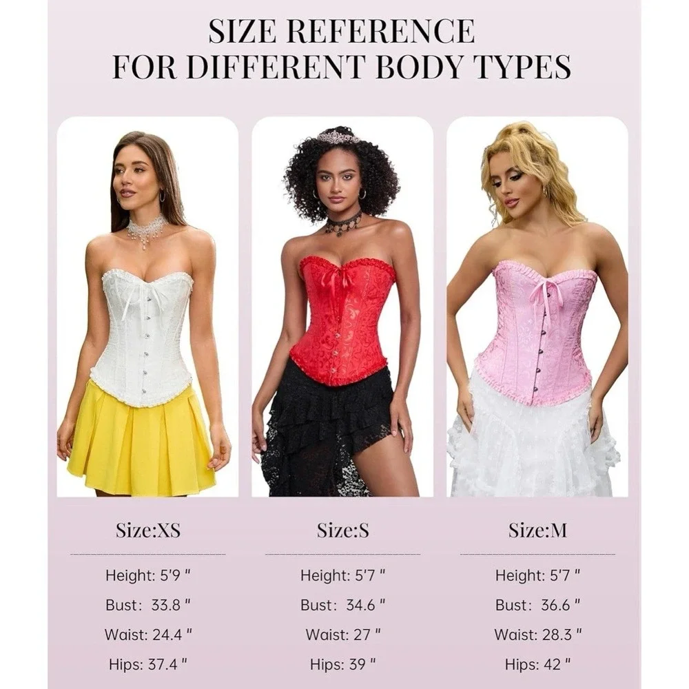 Valentines Day Floral Jacquard Lace Up Corset Boned Overbust Womens Red Size XXS